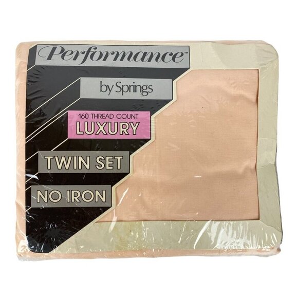 Performance By Springs Luxury No Iron 160 Thread Count Twin Sheet Set Peach Pink - Picture 3 of 6